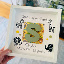 Load image into Gallery viewer, Jungle Themed Personalised Christening Gift Frame