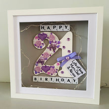 Load image into Gallery viewer, personalised framed 21st birthday gift with lights