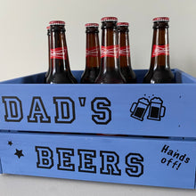 Load image into Gallery viewer, personalised hand painted wooden drinks crate