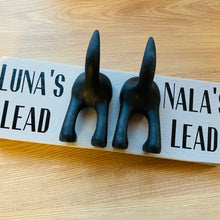 Load image into Gallery viewer, personalised double dog lead hook with dog tail hook