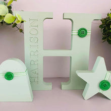 Load image into Gallery viewer, engraved name initial 20cm with heart and star character