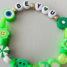 Load image into Gallery viewer, green mixed beaded elasticated bracelet with be you