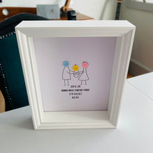 Load image into Gallery viewer, button family stick figures framed new baby gift