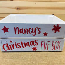 Load image into Gallery viewer, personalised wooden christmas eve crate painted