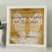 Load image into Gallery viewer, families are forever even when they've gained their angel wings, personalised remembrance frame