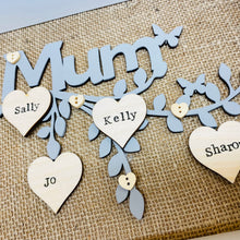 Load image into Gallery viewer, personalised family tree frame for mum with names on hearts
