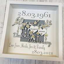 Load image into Gallery viewer, personalised silver wedding frame with couples names on a silver branch and year of their wedding day