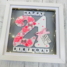 Load image into Gallery viewer, personalised framed 21st birthday gift with lights