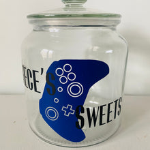 Load image into Gallery viewer, glass personalised gaming snack jar with controller image