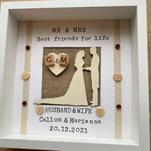 Load image into Gallery viewer, Personalised Rustic Framed Bride & Groom Wedding Gift