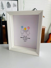 Load image into Gallery viewer, button family stick figures framed new baby gift