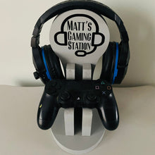 Load image into Gallery viewer, wooden gaming station stand for controller and headset