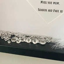 Load image into Gallery viewer, box framed remembrance poem I miss my mum with feather and crystals