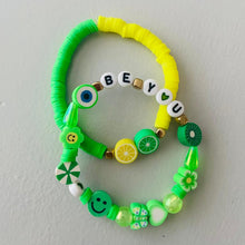 Load image into Gallery viewer, green mixed beaded elasticated bracelet with be you
