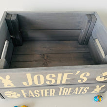 Load image into Gallery viewer, grey rustic style personalised easter crate