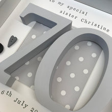 Load image into Gallery viewer, large wooden number 70 in a white frame birthday gift