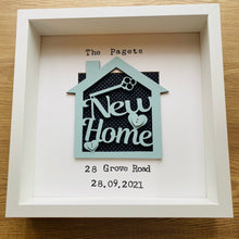 Load image into Gallery viewer, personalised new home gift within a frame with new home text and family name