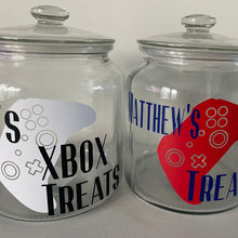 Load image into Gallery viewer, glass personalised gaming snack jar with controller image