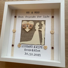 Load image into Gallery viewer, Personalised Rustic Framed Bride & Groom Wedding Gift