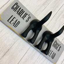 Load image into Gallery viewer, personalised double dog lead hook with dog tail hook