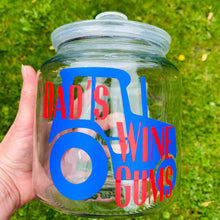 Load image into Gallery viewer, glass snack jar personalised with tractor and name
