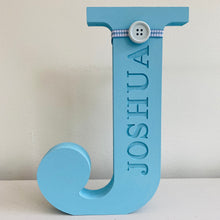 Load image into Gallery viewer, blue engraved name initial 20cm