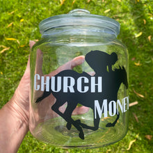 Load image into Gallery viewer, glass jar with horse image personalised racing fund jar
