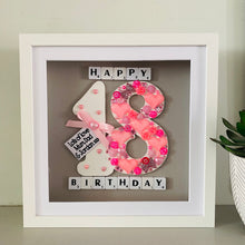 Load image into Gallery viewer, personalised 18th birthday frame with lights and gift card