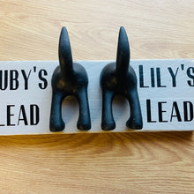 Load image into Gallery viewer, personalised double dog lead hook with dog tail hook