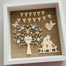Load image into Gallery viewer, golden wedding rustic style framed personalised gift