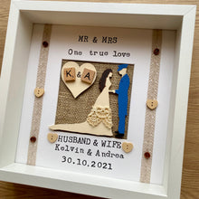 Load image into Gallery viewer, Personalised Rustic Framed Bride & Groom Wedding Gift