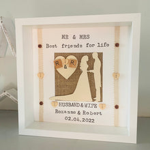 Load image into Gallery viewer, Personalised Rustic Framed Bride & Groom Wedding Gift