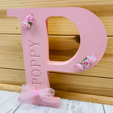 Load image into Gallery viewer, engraved name initial 20cm with roses and bow