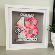 Load image into Gallery viewer, personalised 18th birthday frame with lights and gift card
