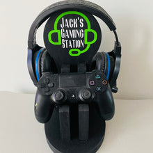 Load image into Gallery viewer, wooden gaming station stand for controller and headset