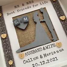 Load image into Gallery viewer, Personalised Rustic Framed Bride & Groom Wedding Gift