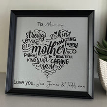 Load image into Gallery viewer, Framed Personalised Mum Word Heart Gift