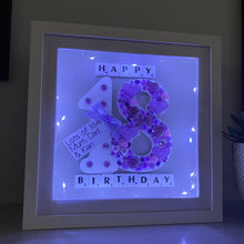 Load image into Gallery viewer, personalised 18th birthday frame with lights and gift card