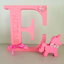 Load image into Gallery viewer, engraved name initial with unicorn character