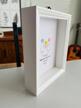 Load image into Gallery viewer, button family stick figures framed new baby gift