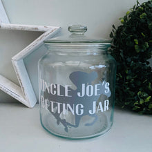 Load image into Gallery viewer, glass jar with horse image personalised racing fund jar