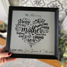 Load image into Gallery viewer, Framed Personalised Mum Word Heart Gift