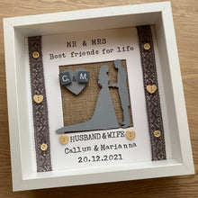 Load image into Gallery viewer, Personalised Rustic Framed Bride & Groom Wedding Gift