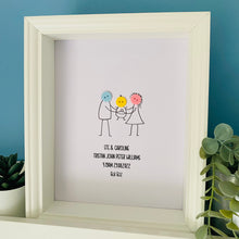 Load image into Gallery viewer, button family stick figures framed new baby gift