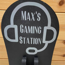 Load image into Gallery viewer, wooden gaming station stand for controller and headset