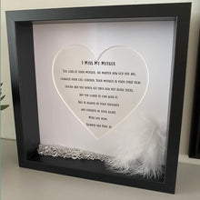 Load image into Gallery viewer, box framed remembrance poem I miss my mum with feather and crystals
