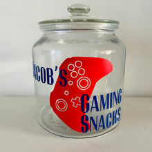 Load image into Gallery viewer, glass personalised gaming snack jar with controller image