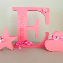 Load image into Gallery viewer, engraved name initial with heart and star character