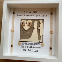 Load image into Gallery viewer, Personalised Rustic Framed Bride & Groom Wedding Gift