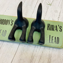 Load image into Gallery viewer, personalised double dog lead hook with dog tail hook